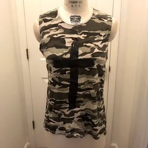 Camouflage Sleeveless Tank with Black Cross